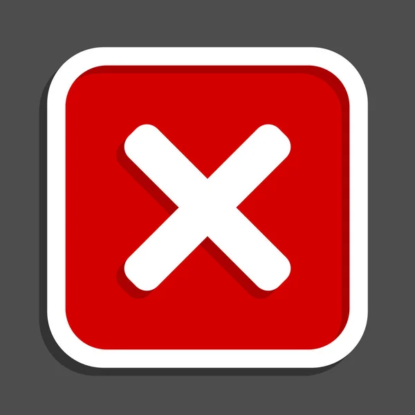 Cancel vector icon. Flat design square internet red button. — Stock Vector