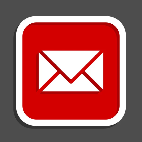 E-posta vektör simgesi. Düz tasarım kare Internet kırmızı düğme. — Stok Vektör