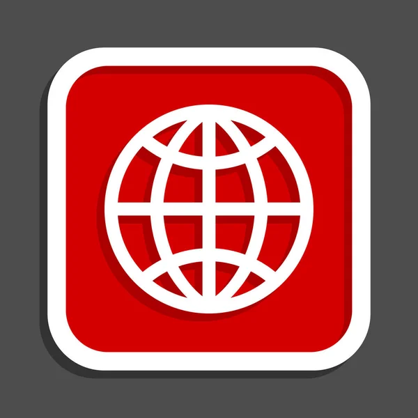 Globus-Vektorsymbol. flaches Design quadratischer Internet roter Knopf. — Stockvektor