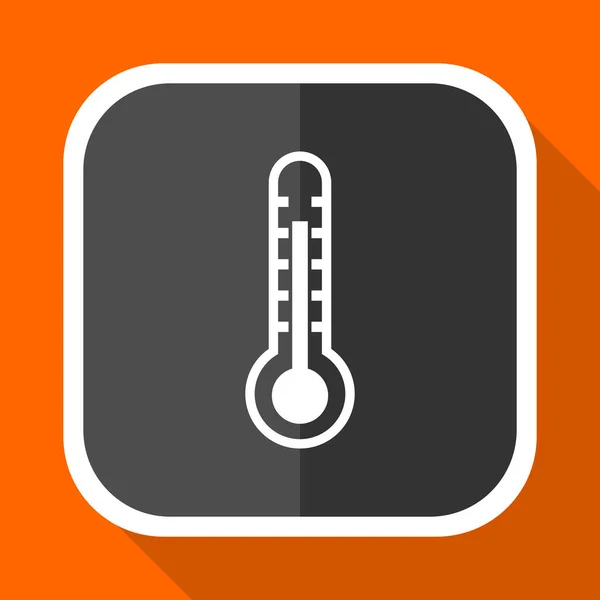 Thermometer vector pictogram. Platte ontwerp vierkante internet grijze knop op oranje achtergrond. — Stockvector