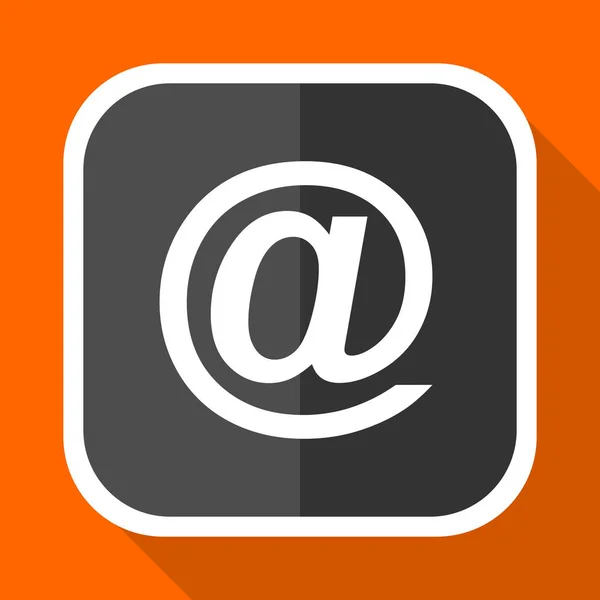 Email vector icon. Flat design square internet gray button on orange background. — Stock Vector