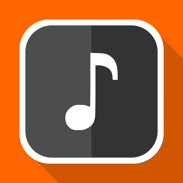 Icône vectorielle de musique. Design plat carré internet bouton gris sur fond orange . — Image vectorielle