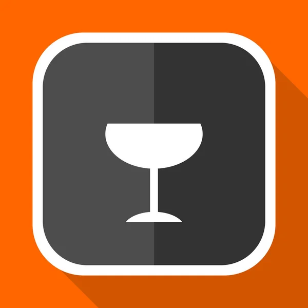 Alkohol wektor ikona. Płaski kształt kwadrat internet szary przycisk na pomarańczowym tle. — Wektor stockowy