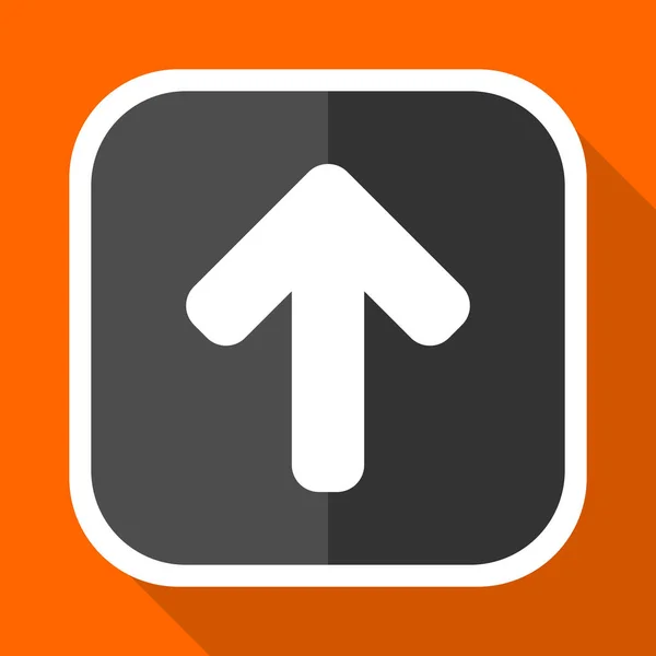 Upp pilen vektor ikonen. Platt design fyrkantiga internet grå knappen på orange bakgrund. — Stock vektor