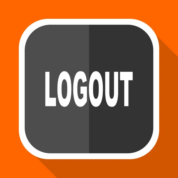 Logout vector icon. Flat design square internet gray button on orange background. — Stock Vector