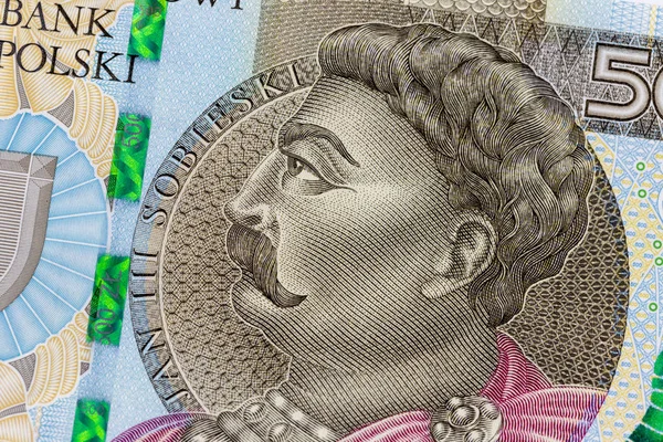 Nová polská 500 Zlotý bankovka zavřít nahoru, makro fotografii — Stock fotografie