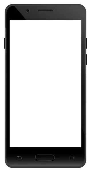 Smartphone Couleur Noire Avec Maquette Écran Vierge Vue Face Design — Photo