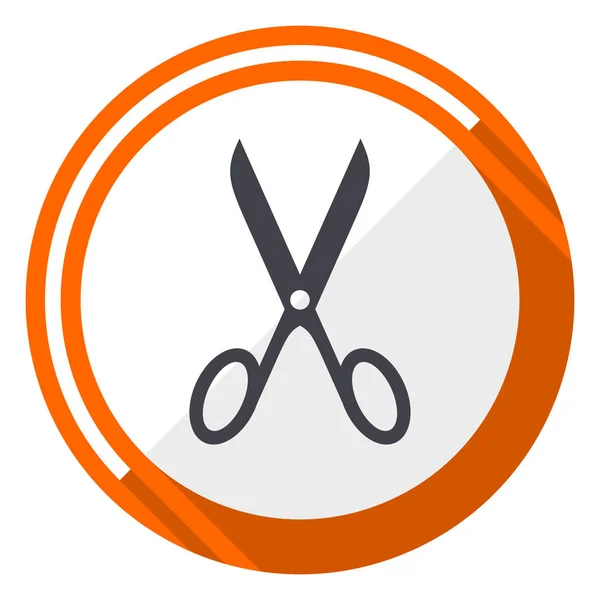 Scissors Orange Flat Design Vector Web Icon — Stock Vector