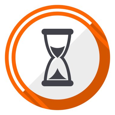 Time orange flat design vector web icon clipart