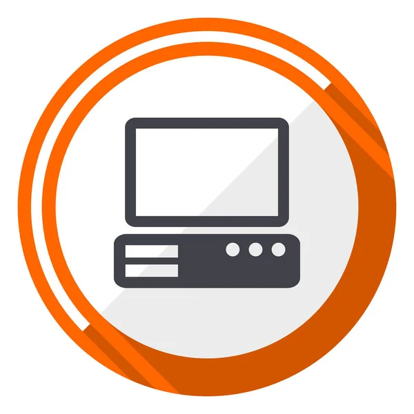 Computer Orange Flat Design Vector Web Icon — Stock Vector