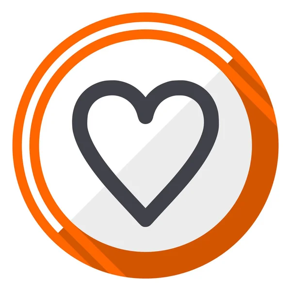 Corazón Naranja Diseño Plano Vector Web Icono — Vector de stock