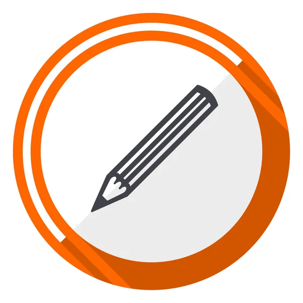 Oranje Platte Ontwerp Vector Web Potloodpictogram — Stockvector