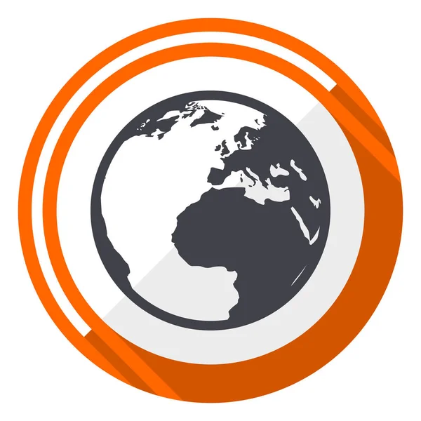 Earth Orange Flat Design Vector Web Icon — Stock Vector