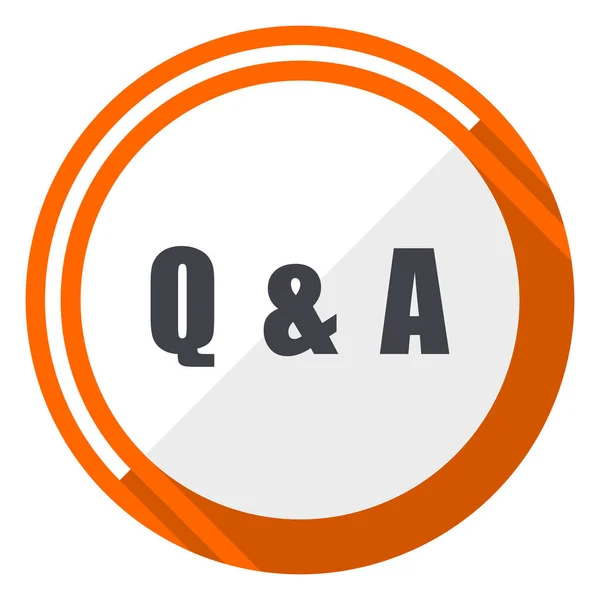 Question Answer Flat Design Vector Web Icon Orange Internet Button — Stock Vector