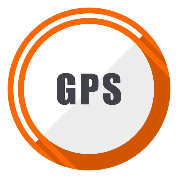 Icône Web Vectorielle Design Plat Gps Bouton Internet Rond Orange — Image vectorielle