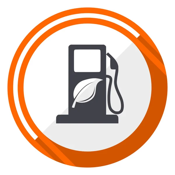 Biofuel Diseño Plano Icono Web Vector Botón Redondo Naranja Internet — Vector de stock