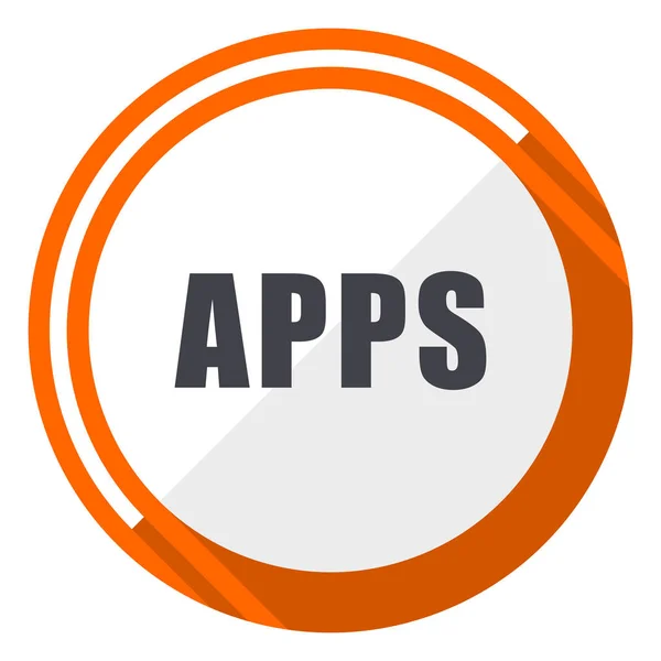 Apps Flache Design Vektor Web Symbol Runde Orange Internet Taste — Stockvektor