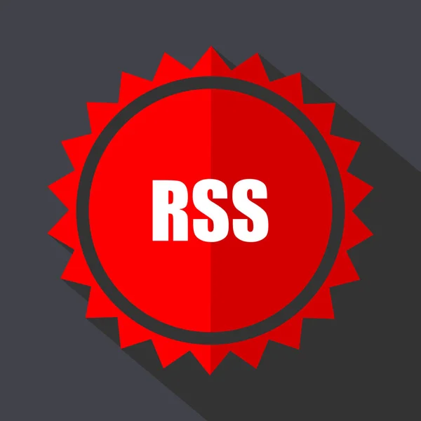 Rss etiqueta roja diseño plano icono de vector — Vector de stock
