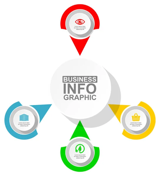 Diagramme d'affaires, modèle d'infographie circulaire vectorielle, présentation Web en 4 options — Image vectorielle