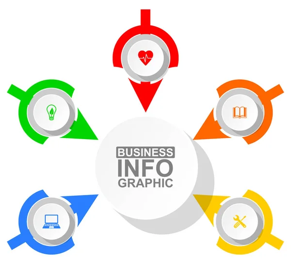 Επιχειρηματικό διάγραμμα, διανυσματικό κυκλικό infographic πρότυπο, παρουσίαση στο διαδίκτυο σε 5 επιλογές — Διανυσματικό Αρχείο