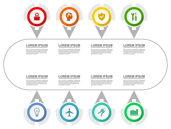 Diagramme d'affaires, modèle d'infographie circulaire vectorielle, présentation Web en 8 options — Image vectorielle