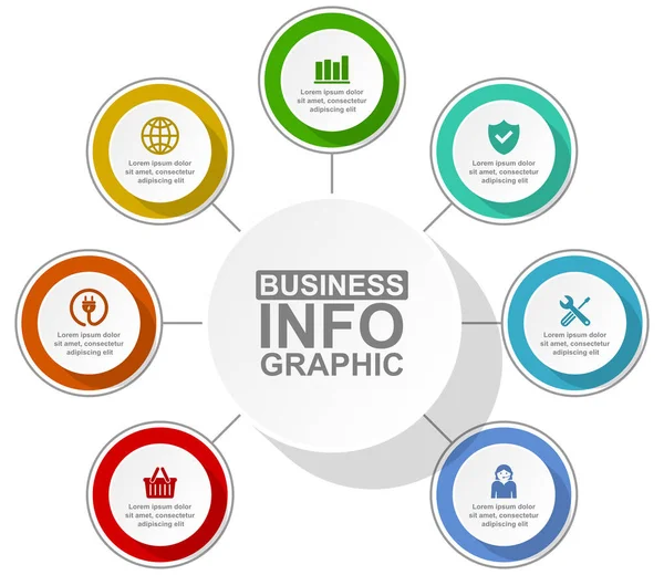 Business diagram, vector circular infographic template, web presentation in 7 options — Stock Vector