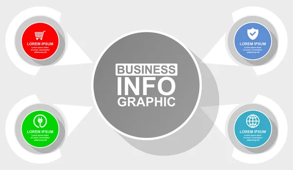 Obchodní diagram, vektorová kruhová infografická šablona, webová prezentace ve 4 možnostech — Stockový vektor