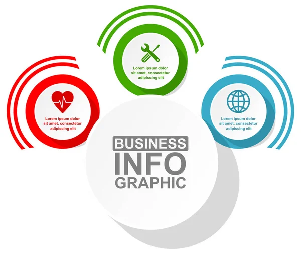 Diagramme d'affaires, modèle d'infographie circulaire vectorielle, présentation Web en 3 options — Image vectorielle