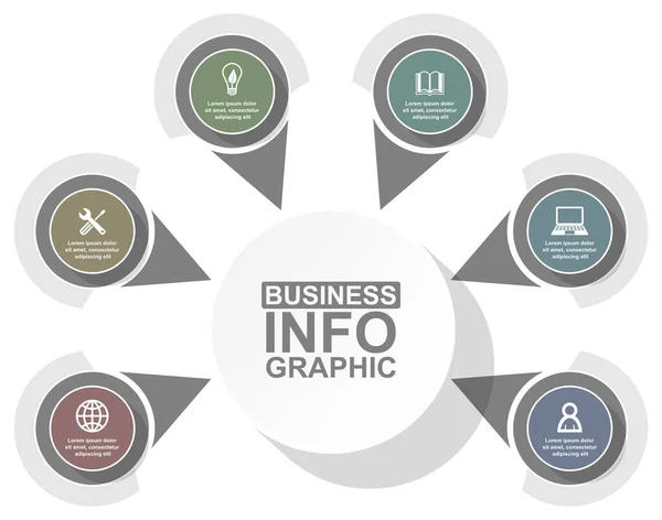 Business diagram, vector circular infographic template, web presentation in 7 options — Stock Vector