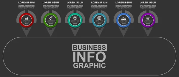 Business diagram, vector circular infographic template, web presentation in 6 options — Stock Vector