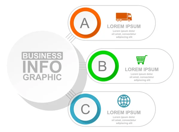 Présentation d'entreprise, modèle d'infographie circulaire, diagramme web en 3 options, illustration vectorielle en eps 10 — Image vectorielle
