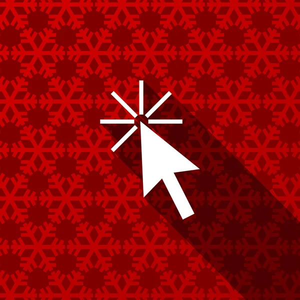 Clique aqui design plano Natal e inverno conceito vetor ícone com flocos de neve —  Vetores de Stock