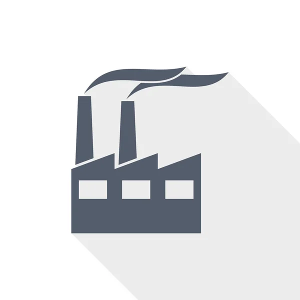Icono de vector de fábrica, edificio industrial, planta, concepto de contaminación ilustración de diseño plano en eps 10 con espacio de copia vacío — Archivo Imágenes Vectoriales