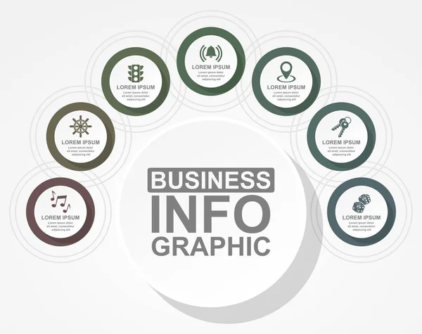 Infographic vector circular template, business concept presentation, diagram, graph illustration — Stock Vector