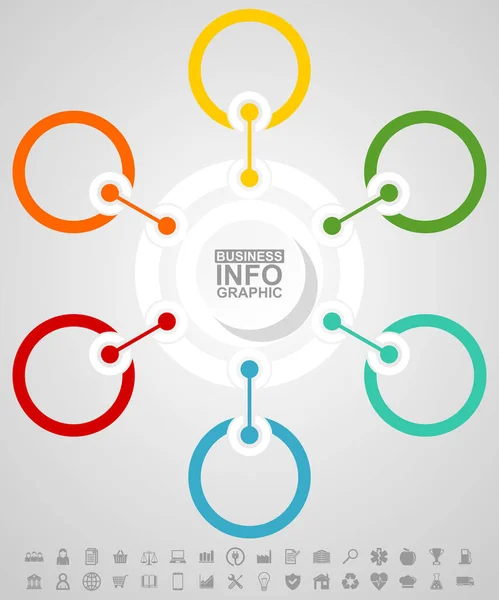 Modello infografico, set di icone, diagramma circolare vettoriale aziendale — Vettoriale Stock