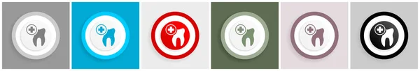 Стоматолог значок, зуб, зуб Векторні ілюстрації в 6 кольорах варіанти веб-дизайну та мобільних додатків в eps 10 — стоковий вектор
