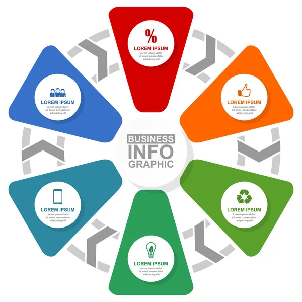 Modello di vettore infografico circolare aziendale in 6 opzioni — Vettoriale Stock