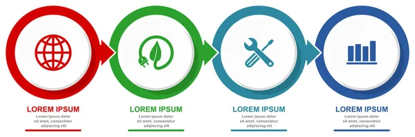 Geschäfts- und Technologiediagramm, Flat Design-Infografik-Vektorvorlage, Internet-Präsentation in 4 Optionen — Stockvektor