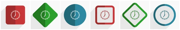 Conjunto de iconos de tiempo, ilustración de vectores de diseño plano en 6 opciones para diseño web y aplicaciones móviles en eps 10 — Vector de stock