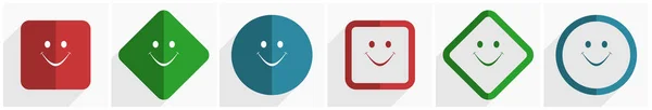 Smile-Icon-Set, flache Designvektorabbildung in 6 Optionen für Webdesign und mobile Anwendungen in Folge 10 — Stockvektor