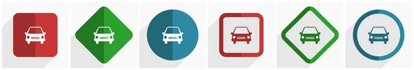 Car icon set, platte ontwerp vector illustratie in 6 opties voor webdesign en mobiele toepassingen in eps 10 — Stockvector
