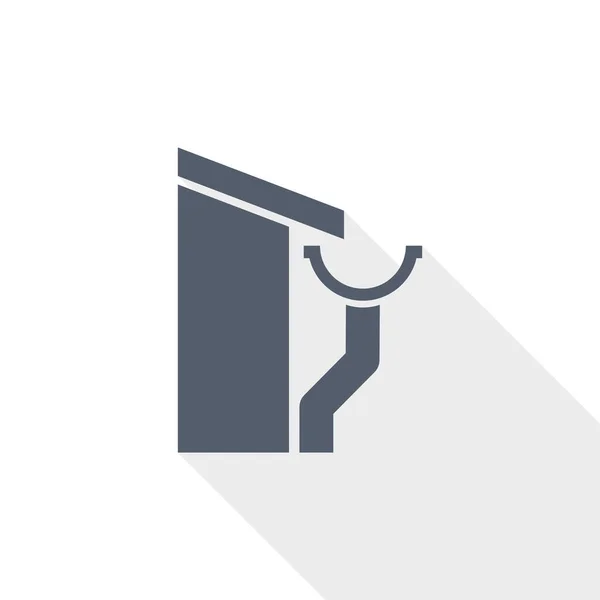 Vektorová ikona střechy a okapu, domácí plochý design ilustrace — Stockový vektor