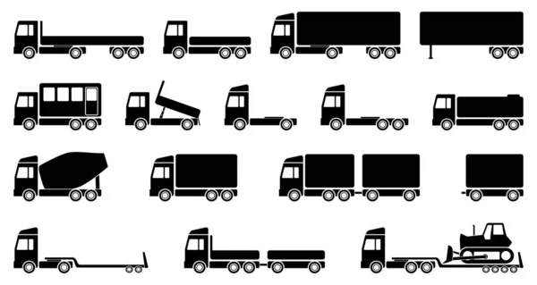 Conjunto de camiones vectoriales, transporte, transporte y transporte plano diseño ilustración en eps 10 — Archivo Imágenes Vectoriales