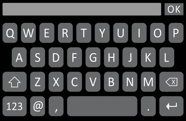 Plantilla de vector de teclado oscuro para teléfono móvil, interfaz de teclado smatrphone — Vector de stock