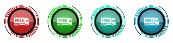 Free Delivery Glossy Vector Icons Set Buttons Webdesign Internet Mobile — Stock Vector