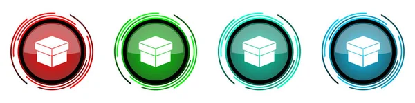 Box Runde Hochglanz Vektor Symbole Set Von Tasten Für Webdesign — Stockvektor
