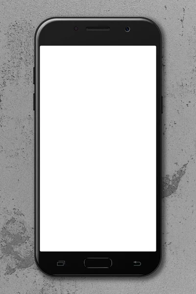 Smartphone Schwarze Farbe Mit Leerem Bildschirm Auf Betonhintergrund Handy Attrappe — Stockfoto
