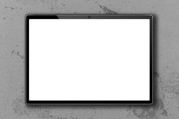 Пустой Экран Планшета Бетонной Стене Рендеринг — стоковое фото