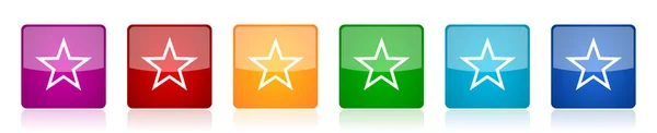 Star Ikon Készlet Színes Négyzet Fényes Vektor Illusztrációk Lehetőség Web — Stock Vector