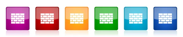 Conjunto Iconos Firewall Ilustraciones Vectores Brillantes Cuadrados Coloridos Opciones Para — Archivo Imágenes Vectoriales